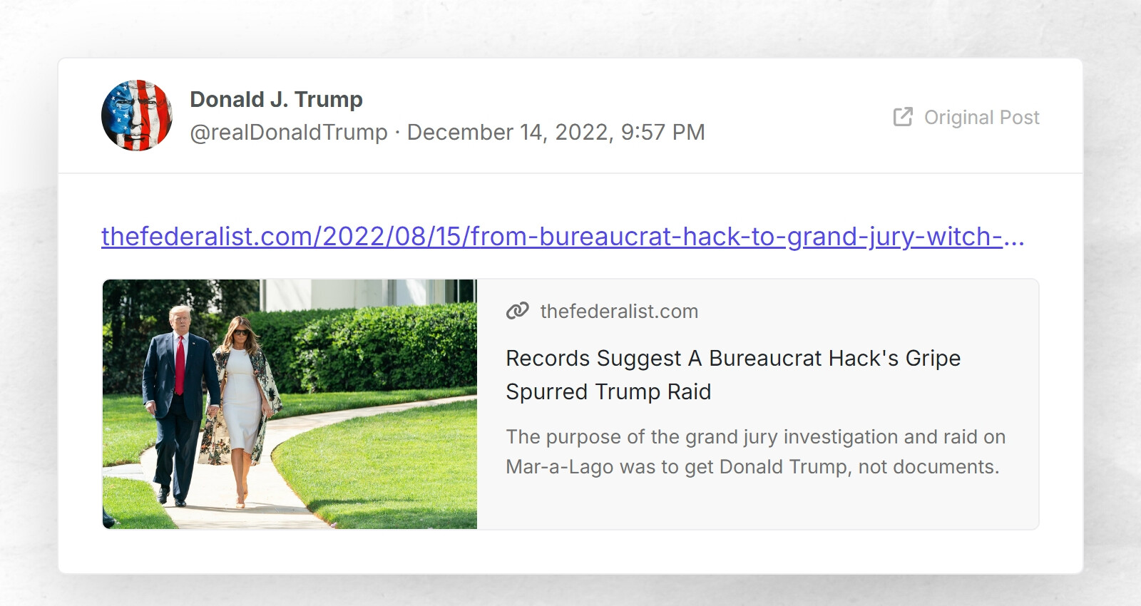 Donald J. Trump: "https://thefederalist.com/2022/08/15/from-bureaucrat ...
