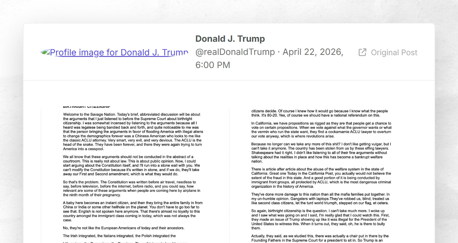 Donald J. Trump: "RT: https://truthsocial.com/users/realDonaldTrump ...