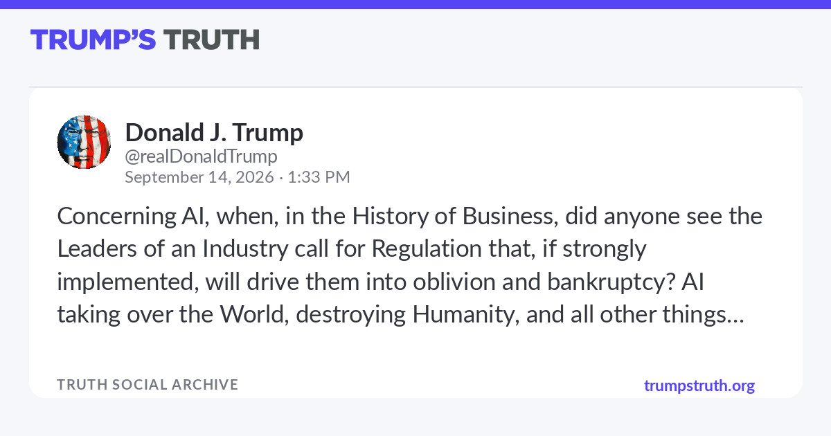 Trump calls AI regulation concerns a hoax, vows to enable industry growth